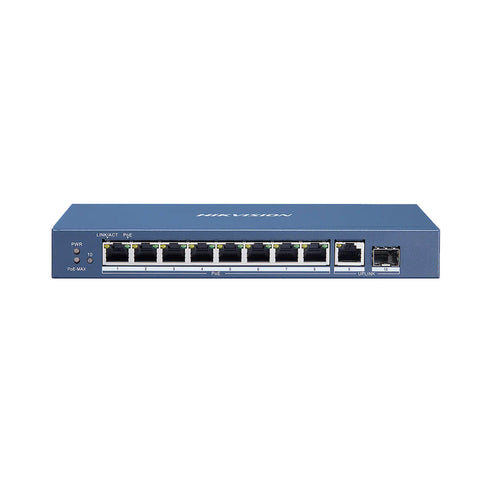 Hikvision DS-3E0510P-E 8 Havena Gigabit Neadministrata PoE-Ŝaltilo