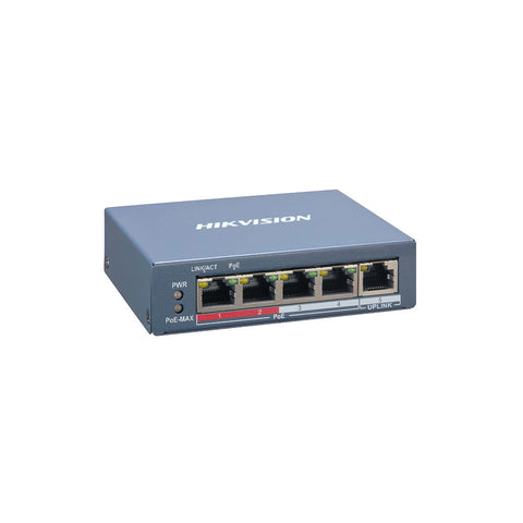 Hikvision DS-3E1105P-EI 4 Haveno Smart Administrita 4-Haveno 100 Mbps PoE-Ŝaltilo