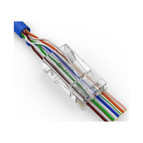 CAT6 Facila Nutrado Tra RJ45 Modula Ŝtopilo, 100 Pako